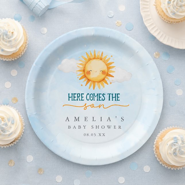Here Comes the Son Baby Shower Pappteller (Here Comes the Son Baby Shower Paper Plates)