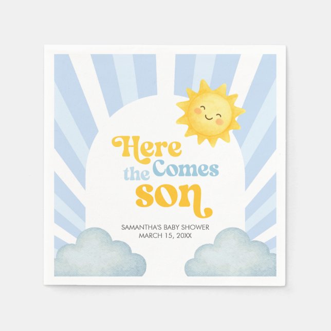 Here Comes the Son Baby Shower Serviette (Vorderseite)