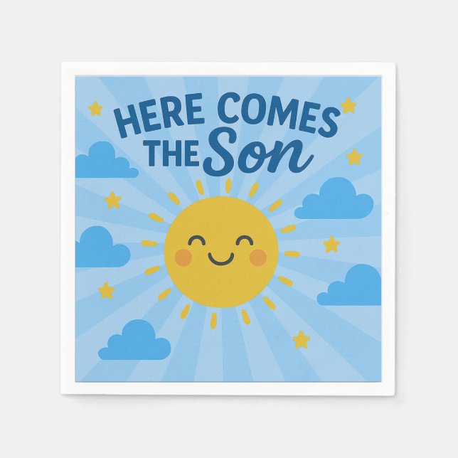 Here Comes the Son Baby Shower- Sunshine  Serviette (Vorderseite)