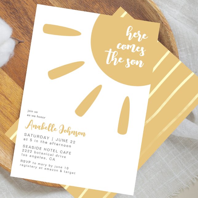 Here Comes The Son Boho Minimal Baby Shower Einladung (Von Creator hochgeladen)