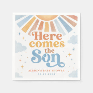 Here Comes the Son Boho Retro Sonnenschein Baby Sh Serviette