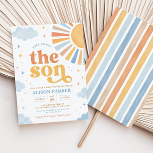Here Comes the Son: Boho Sun Boy Baby Shower Einladung