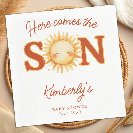 Here Comes The Son Boho Sunshine Cute Baby Shower Serviette