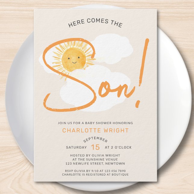 Here Comes The Son Boy Baby Shower Einladung (Von Creator hochgeladen)