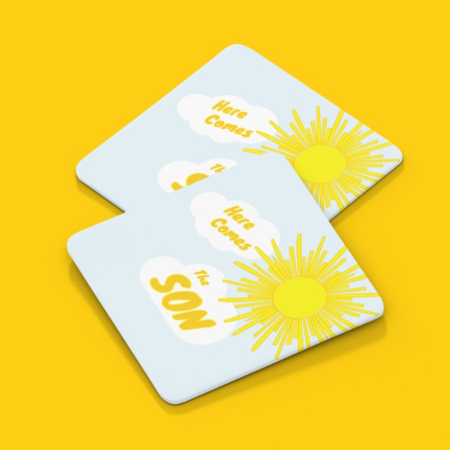 Here Comes The Son Boy Baby Shower Rechteckiger Pappuntersetzer (Von Creator hochgeladen)