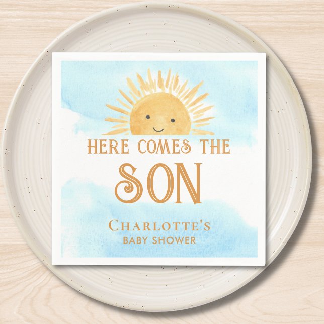 Here Comes The Son Boy Baby Shower Serviette (Von Creator hochgeladen)