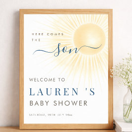 Here Comes The Son Boy Baby Shower Welcome Sign Poster