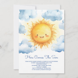 Here Comes The Son Editable Baby Boy Shower Einladung