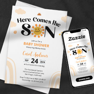 Here Comes the Son Sunshine Baby Shower Einladung