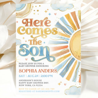 Here Comes the Son Sunshine Baby Shower Invitation Einladung