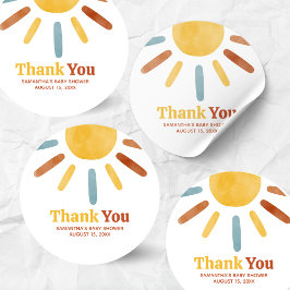 Here comes the Son Sunshine Baby Shower Runder Aufkleber