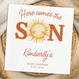 Here Comes The Son Sunshine Boho Cute Baby Shower Serviette