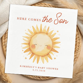 Here Comes The Son Sunshine Cute Boho Baby Shower Serviette
