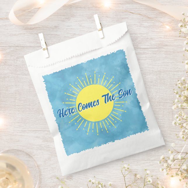 Here Comes The Son Watercolor Baby Shower Custom  Geschenktütchen (Ausgeschnitten)