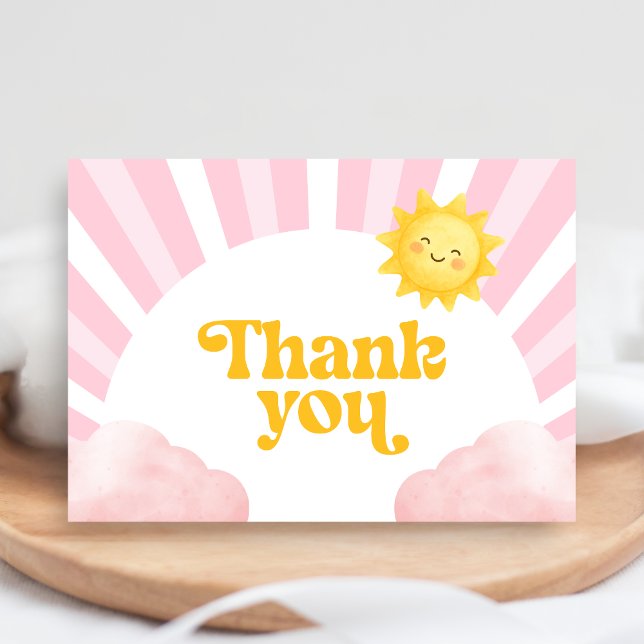 Here Comes the Sun Baby Shower Dankeskarte (Sunshine Baby Shower Thank You Card)