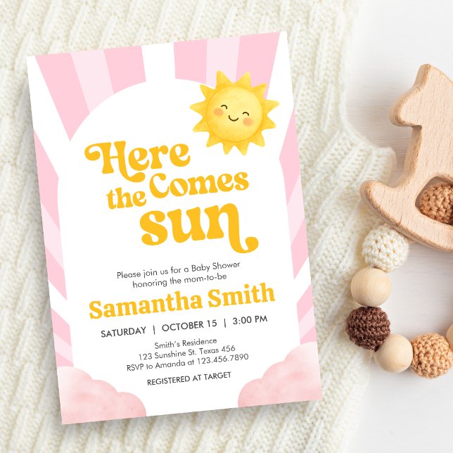 Here Comes the Sun Baby Shower Einladung (Sunshine Baby Shower Invitation)
