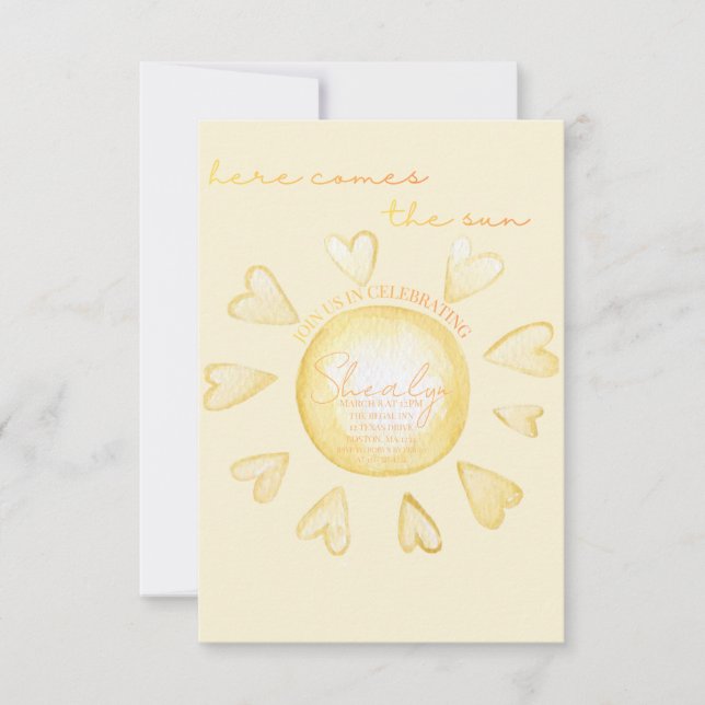 Here Comes The Sun Baby Shower Invite  Einladung (Vorderseite)
