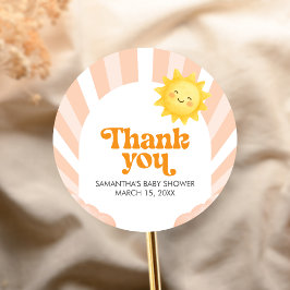Here Comes the Sun Baby Shower Runder Aufkleber