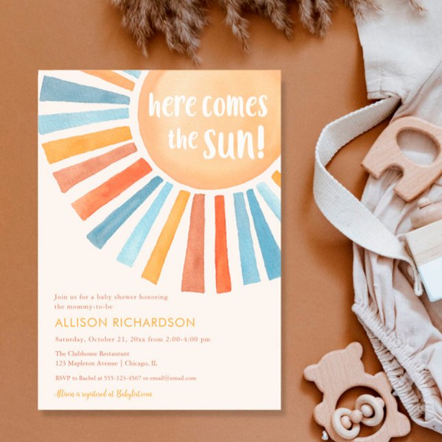 Here comes the sun boy boho sunshine baby shower einladung (Von Creator hochgeladen)