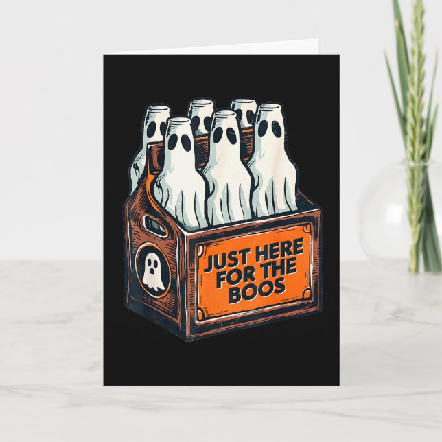 Here For The Boos Halloween 6 Pack Booze Ghost Bee Karte (Vorderseite)