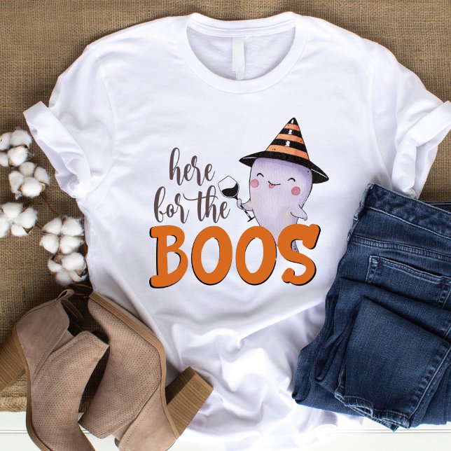 Here For The Boos Wine Lover Halloween T-Shirt (Here For The Boos Wine Lover Halloween T-Shirt)
