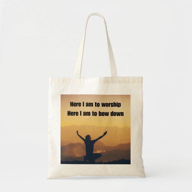 "Here I Am Worship" Tote Bag - Moderner Christlich Tragetasche (Vorne)