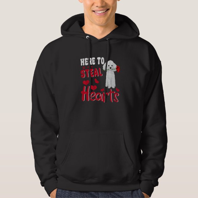 Here To Steal Hearts Funny Toy Poodle Dog Valentin Hoodie (Vorderseite)