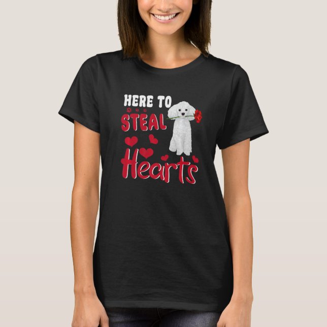 Here To Steal Hearts Funny Toy Poodle Dog Valentin T-Shirt (Vorderseite)