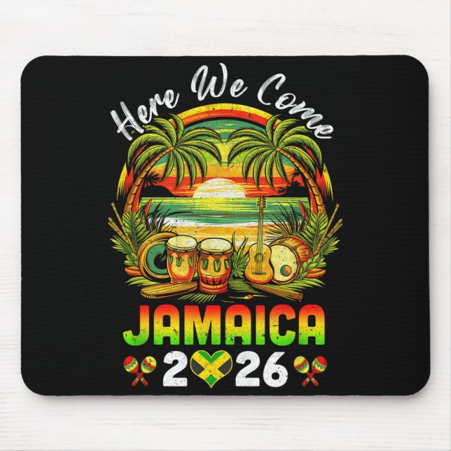 Here We Come Jamaica 2026 Girls Trip Family Summer Mousepad (Vorne)