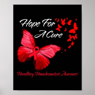 Hereditäre Hemochromatose Awareness Butterfly Red Poster