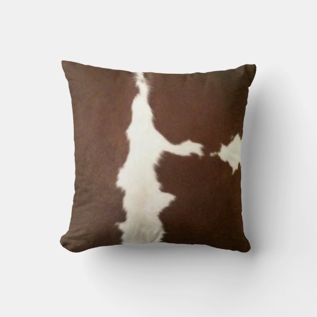 Hereford Brown und White Imitats Cowhide Throw Kissen (Vorderseite)