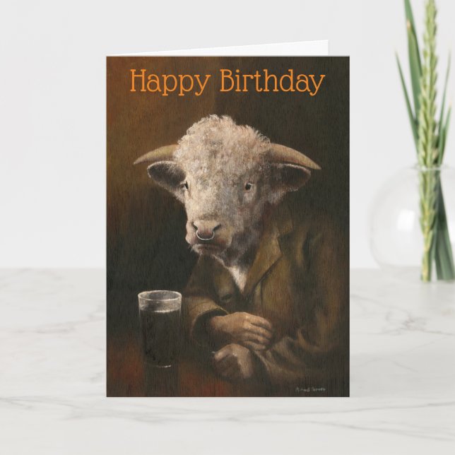 Hereford Bull Gentleman Birthday Card Karte (Vorderseite)