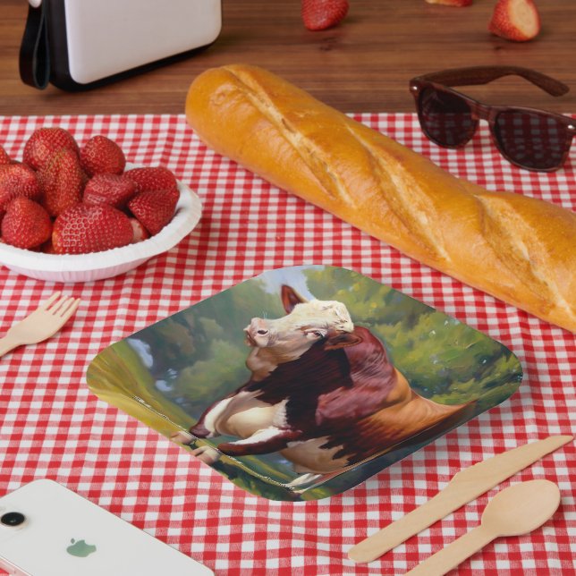 Hereford Bull Pappteller (Picknick)