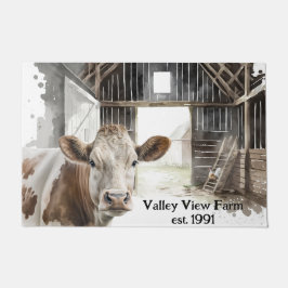 Hereford Cow und Rooster in Barn Fußmatte