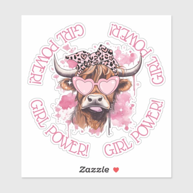 Hereford Girly Cow Galentines Day Vinyl Sticker (Blatt)