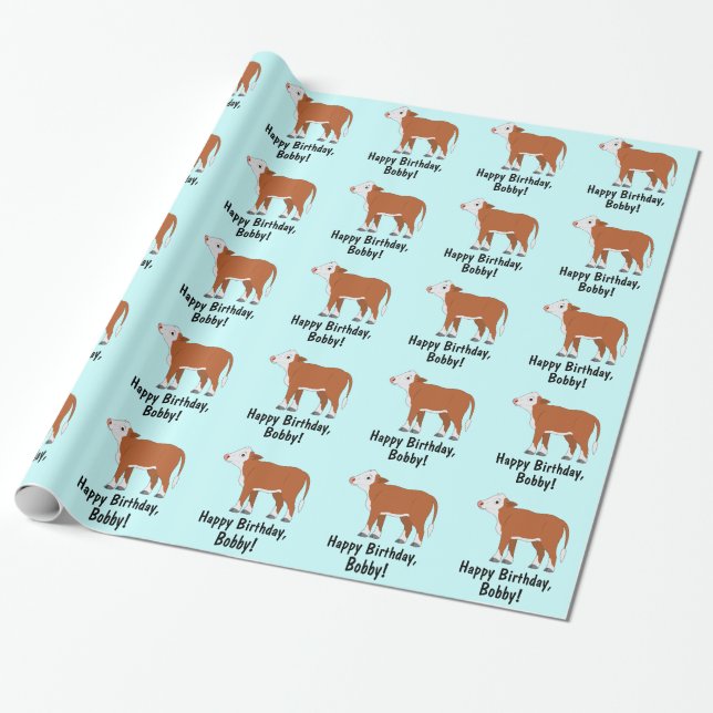 Hereford Kalb-alles Gute zum Geburtstag Geschenkpapier (Ungerollt)