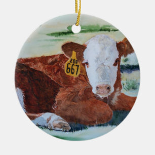 Hereford Kalb Keramikornament