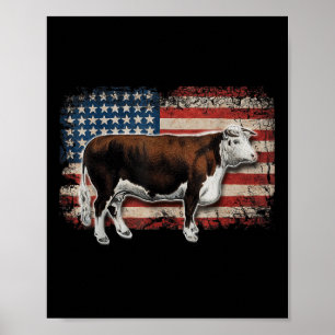 Hereford-Rinderzüchter - Amerikanische Flagge für Poster