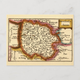 Herefordshire Landkreis England Alte antike Karte