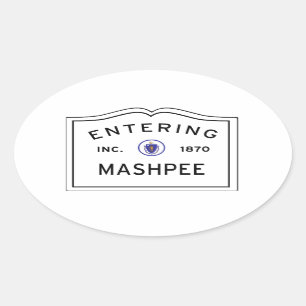 Hereinkommendes Mashpee MA, Cape Cod-Stadtzeichen Ovaler Aufkleber