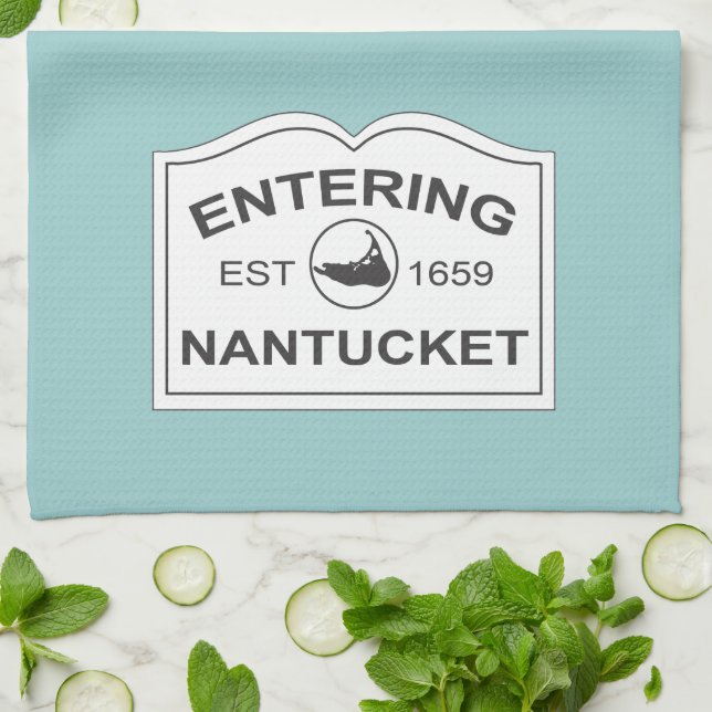Hereinkommendes Nantucket Est. 1659 unterzeichnen Küchentuch (Gefaltet)