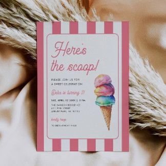 Here's the Scoop Ice Cream Birthday Einladung