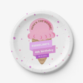 Here's The Scoop Ice Cream Sweet Pink Birthday Pappteller