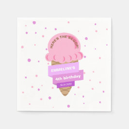 Here's The Scoop Ice Cream Sweet Pink Birthday Serviette