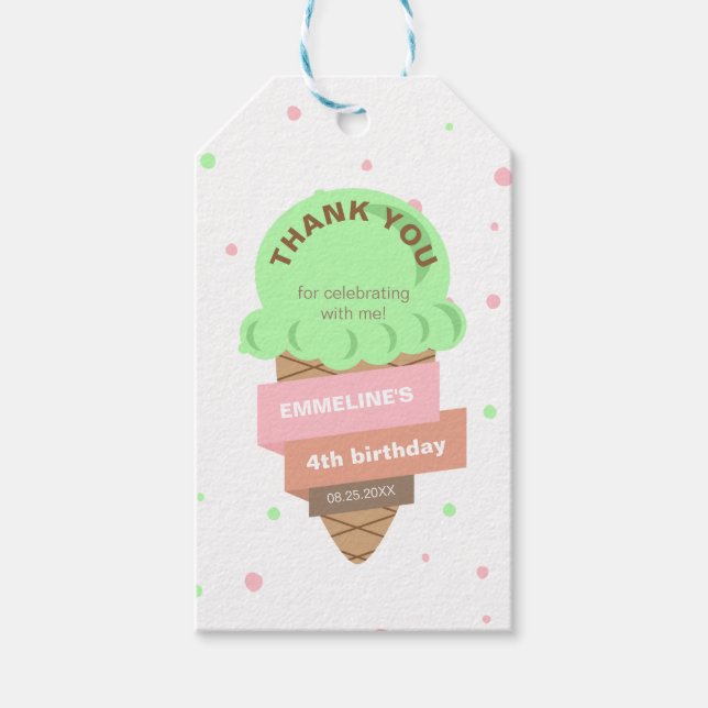 Here's The Scoop Mint Ice Cream Sweet Birthday Geschenkanhänger (Vorderseite)
