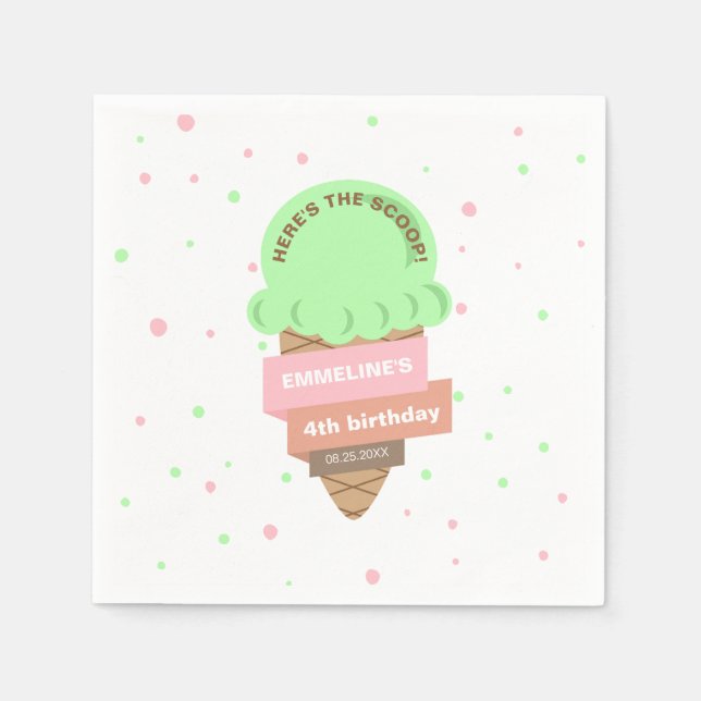 Here's The Scoop Mint Ice Cream Sweet Birthday Serviette (Vorderseite)