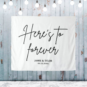 Here's To Forever Wedding Backdrop Ceremony Custom Wandteppich