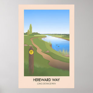 Hereward Way Wanderweg Reiseplakat Poster