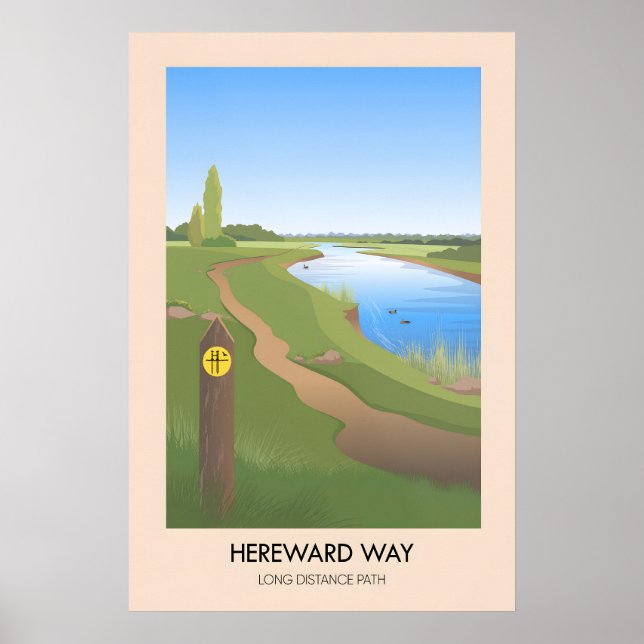 Hereward Way Wanderweg Reiseplakat Poster (Vorne)