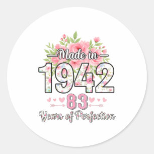 Hergestellt 1942 Floral 83. Geburtstag Frauen 83 J Runder Aufkleber